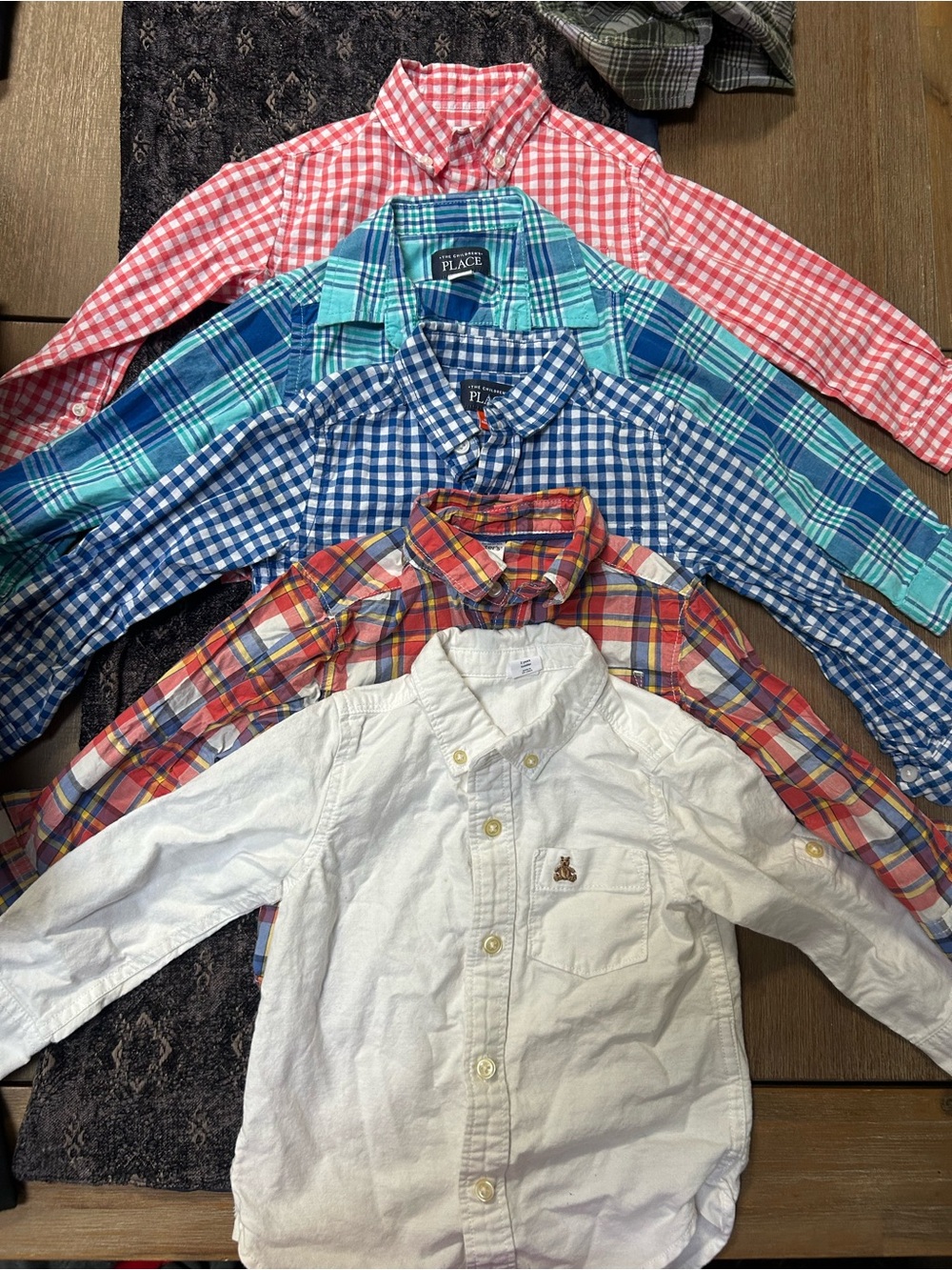 2T Bundle Boys Button-Down Shirt Set - White, Red, Blue, Aqua, Plaid